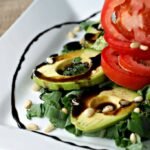 avocado caprese salad with pesto vinaigrette vegan gluten free best recipe