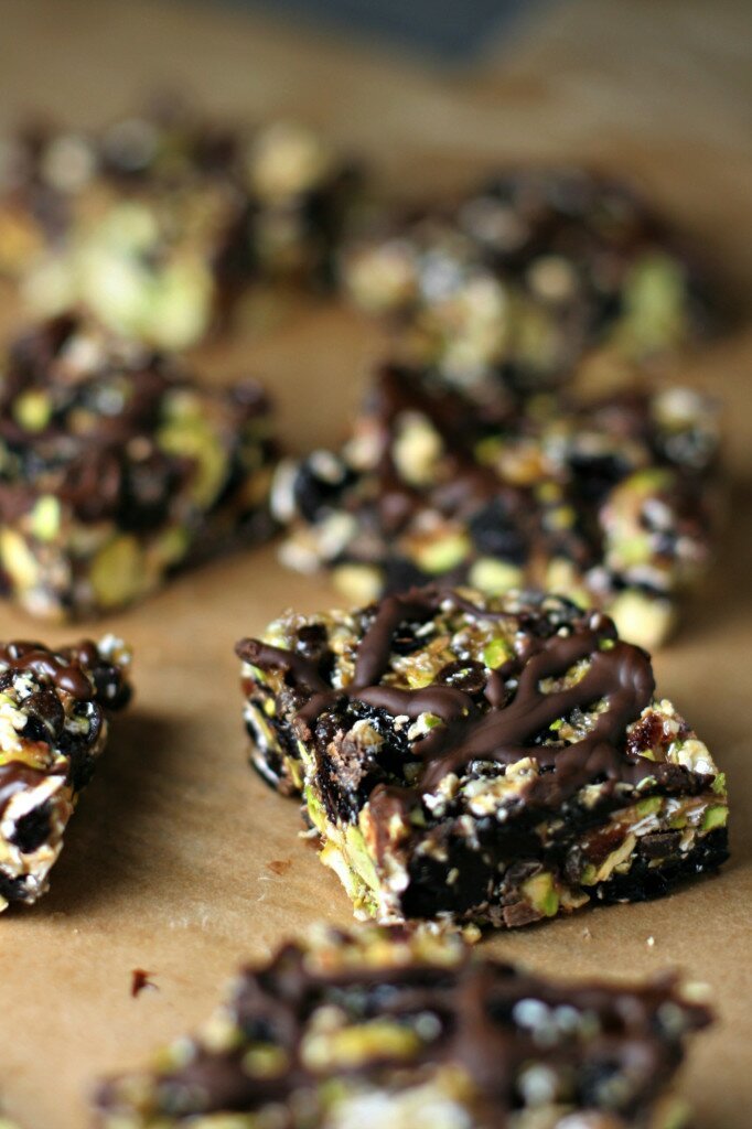 dark chocolate cherry pistachio bars vegan gluten free best recipe