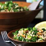 kale salad farro golden raisins and walnuts vegan gluten free best recipe