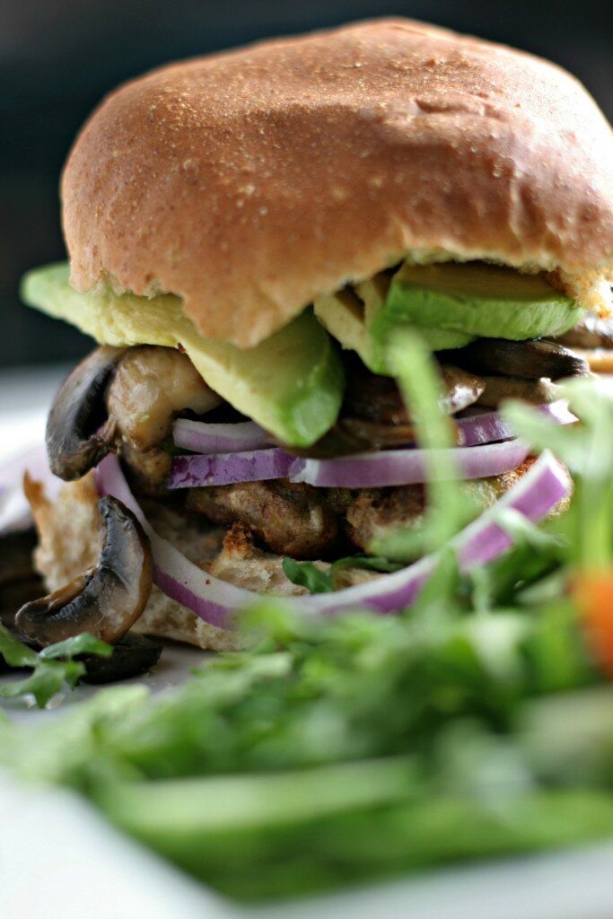 mushroom avocado bubba veggie burger gluten free vegan recipe