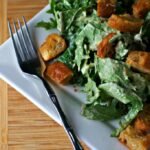vegan kale ceasar salad garlic crutons vegan gluten free recipe