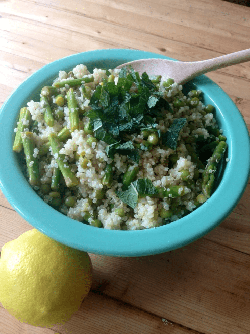 lemony quinoa salad with asparagus peas and fresh mint vegan gluten free best recipe