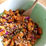 roasted sweet potato and farro salad with lemon and dill vegan gluten free best recipe